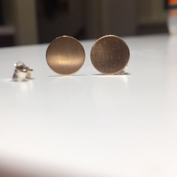 Handmade Brushed Gold Earrings - Picture 2 of 5